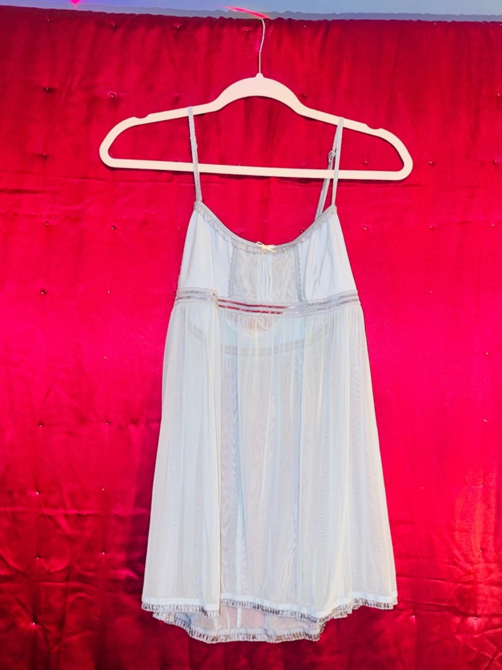 👑 Baby Blue Victoria's Secret Ivory Sheer Mesh Slip Dress Size Medium
